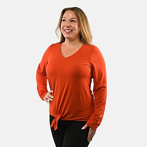 Max Studio Performance Red Arizona Tie Front Top - S