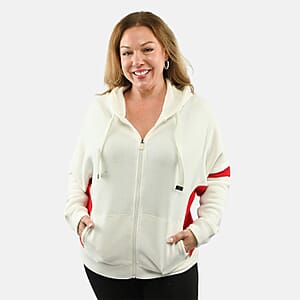 Max Studio Performance Cream and Red Bella Fleece Hoodie - M