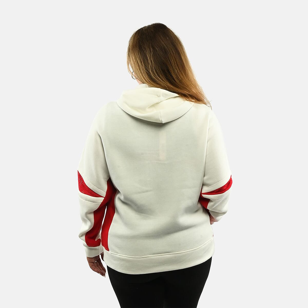 Max Studio Performance Cream and Red Bella Fleece Hoodie - M image number 1
