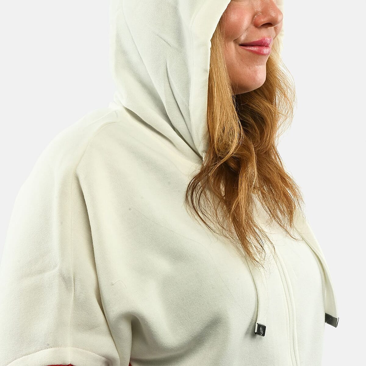 Max Studio Performance Cream and Red Bella Fleece Hoodie - M image number 5