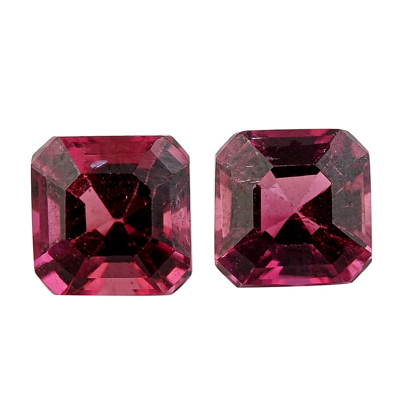 Asscher Cut AAAA Ouro Fino Rubellite Set of 2 (Sqr 5x5 mm) 1.50 ctw