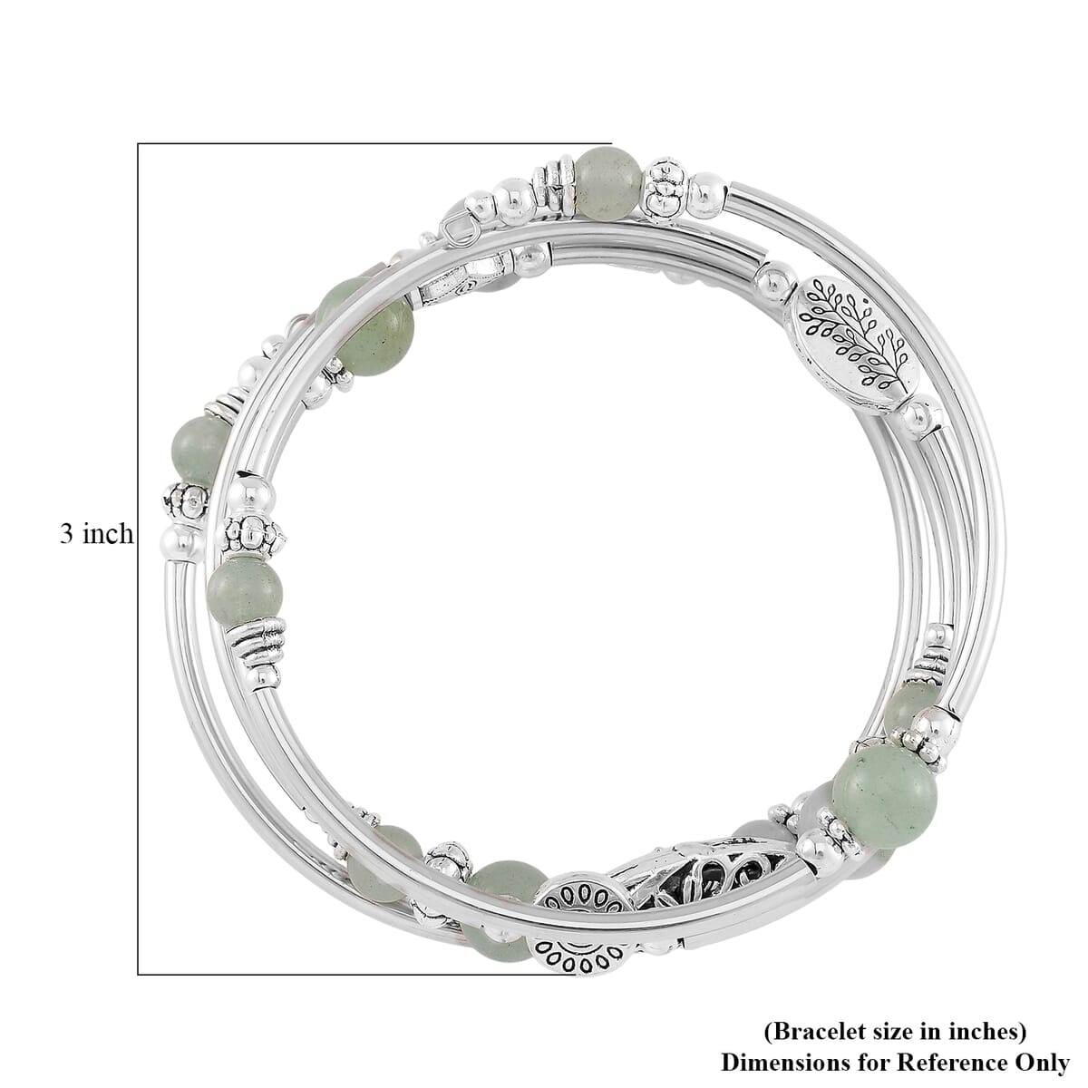 Green Aventurine Beaded 40.00 ctw Wrap Bracelet in Silvertone (6.5-7In)  image number 4
