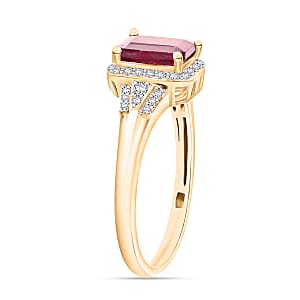 D'Joy Niassa Ruby (FF) and White Zircon 2.73 ctw Ring in 18K Vermeil Yellow Gold Over Sterling Silver (Size 4.5)
