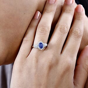 Luxoro AAA Ceylon Blue Sapphire and G-H I2 Diamond 1.37 ctw Ring in 14K White Gold (Size  10.0) (Del. in 10-12 Days)