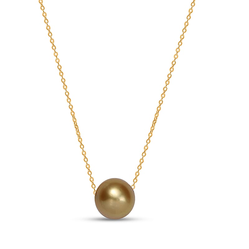 AAA South Sea Golden Cultured Pearl Necklace in 18K Yellow Gold 18 Inches