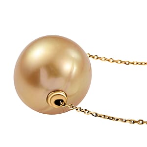 AAA South Sea Golden Pearl Sunset Drop Necklace in 18K Yellow Gold 18 Inches