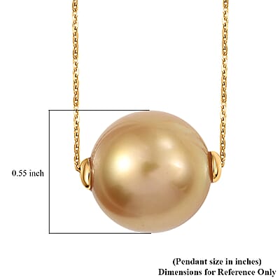 AAA South Sea Golden Cultured Pearl Necklace in 18K Yellow Gold 18 Inches