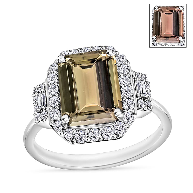 Luxoro AAA Turkizite and G-H I2 Diamond 4.33 ctw Ring in 14K White Gold (Size  10.0) 4.5 Grams