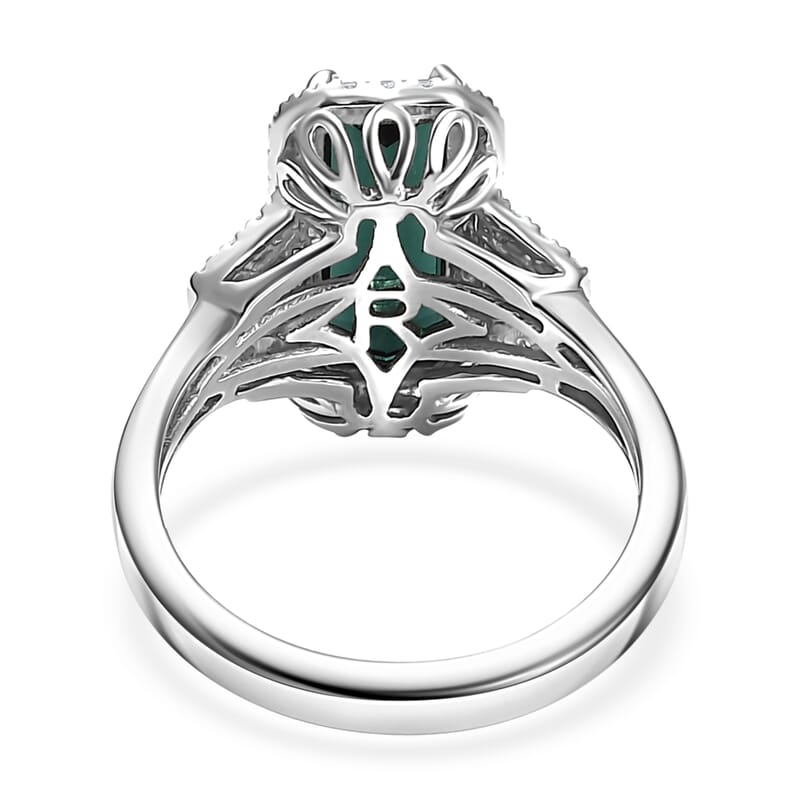 Certified & Appraised Rhapsody AAAA Monte Belo Indicolite, Paraiba Tourmaline and E-F VS Diamond 4.00 ctw Ring in 950 Platinum (Size 10.0)