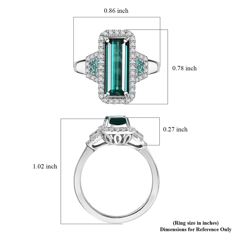 Certified & Appraised Rhapsody AAAA Monte Belo Indicolite, Paraiba Tourmaline and E-F VS Diamond 4.00 ctw Ring in 950 Platinum (Size 10.0)