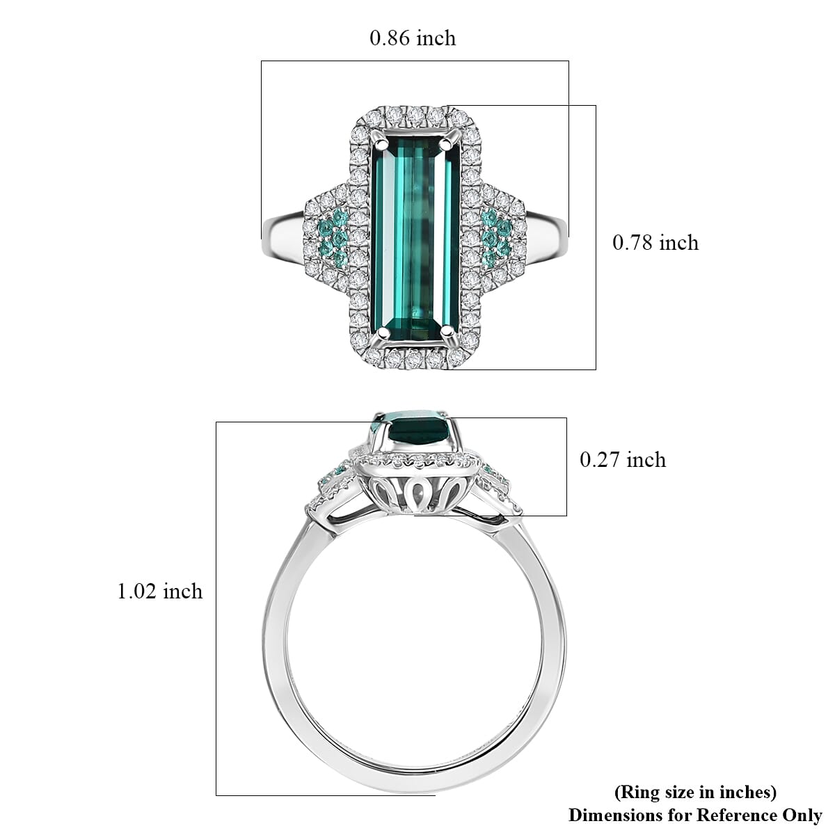 Certified & Appraised Rhapsody AAAA Monte Belo Indicolite, Paraiba Tourmaline and E-F VS2 Diamond 4.00 ctw Ring in 950 Platinum (Size 6.0) image number 5