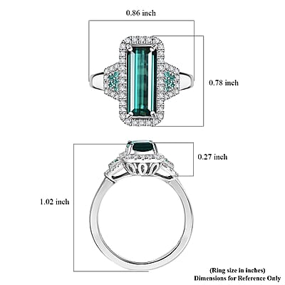 Certified & Appraised Rhapsody AAAA Monte Belo Indicolite, Paraiba Tourmaline and E-F VS Diamond 4.00 ctw Ring in 950 Platinum (Size 7.0)