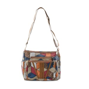 Multi Navy Faux Leather Shoulder Bag with Adjustable Strap - One Size
