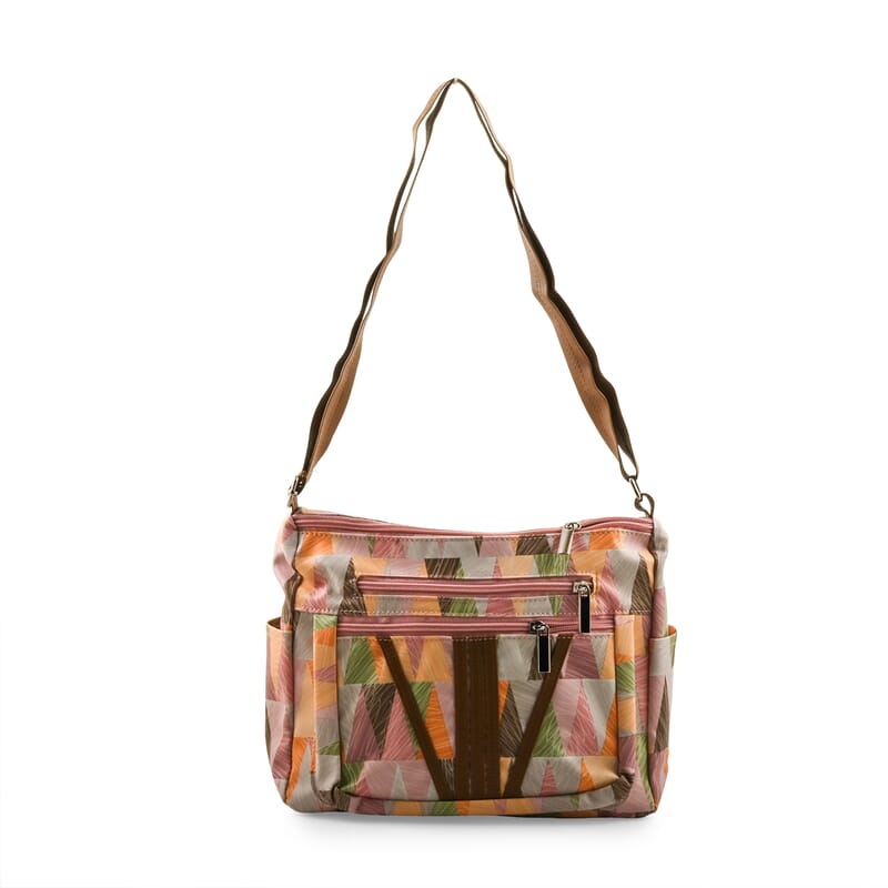 Multi Pink Faux Leather Shoulder Bag with Adjustable Strap