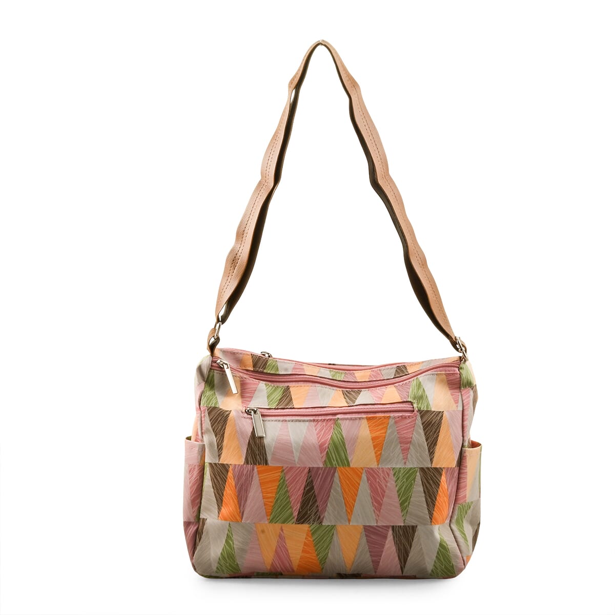 Multi Pink Faux Leather Shoulder Bag with Adjustable Strap - One Size image number 2