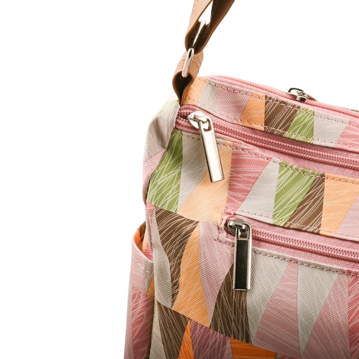 Multi Pink Faux Leather Shoulder Bag with Adjustable Strap - One Size image number 3