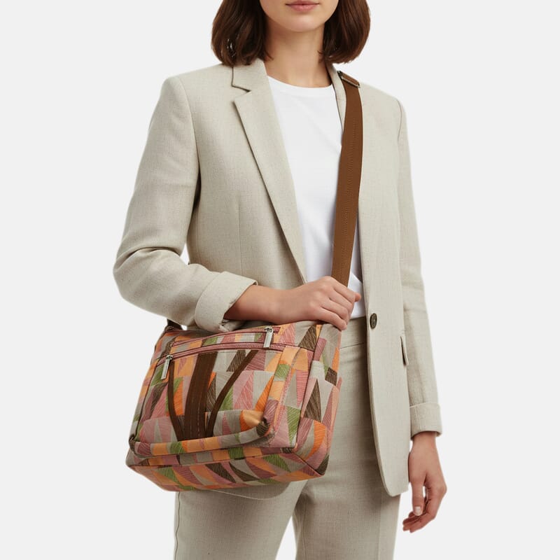 Multi Pink Faux Leather Shoulder Bag with Adjustable Strap