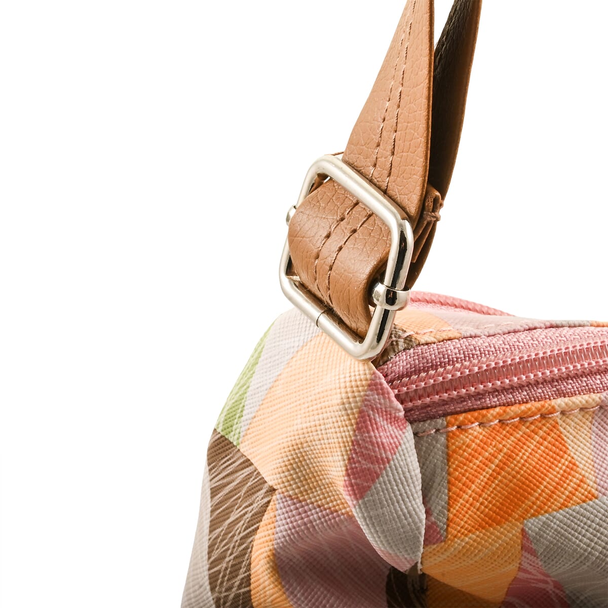 Multi Pink Faux Leather Shoulder Bag with Adjustable Strap - One Size image number 4