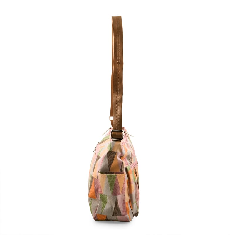 Multi Pink Faux Leather Shoulder Bag with Adjustable Strap