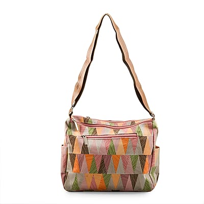 Multi Pink Faux Leather Shoulder Bag with Adjustable Strap