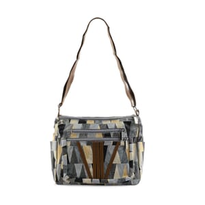 Multi Gray Faux Leather Shoulder Bag with Adjustable Strap - One Size