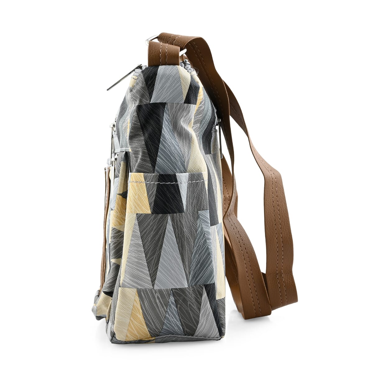 Multi Gray Faux Leather Shoulder Bag with Adjustable Strap - One Size image number 2