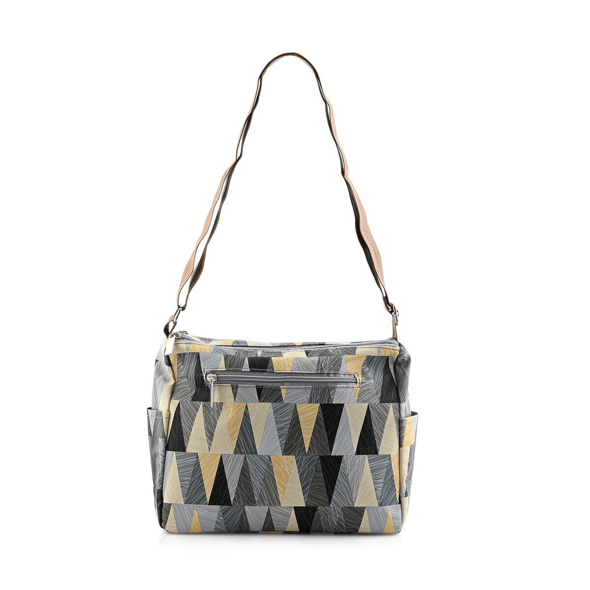 Multi Gray Faux Leather Shoulder Bag with Adjustable Strap - One Size image number 3