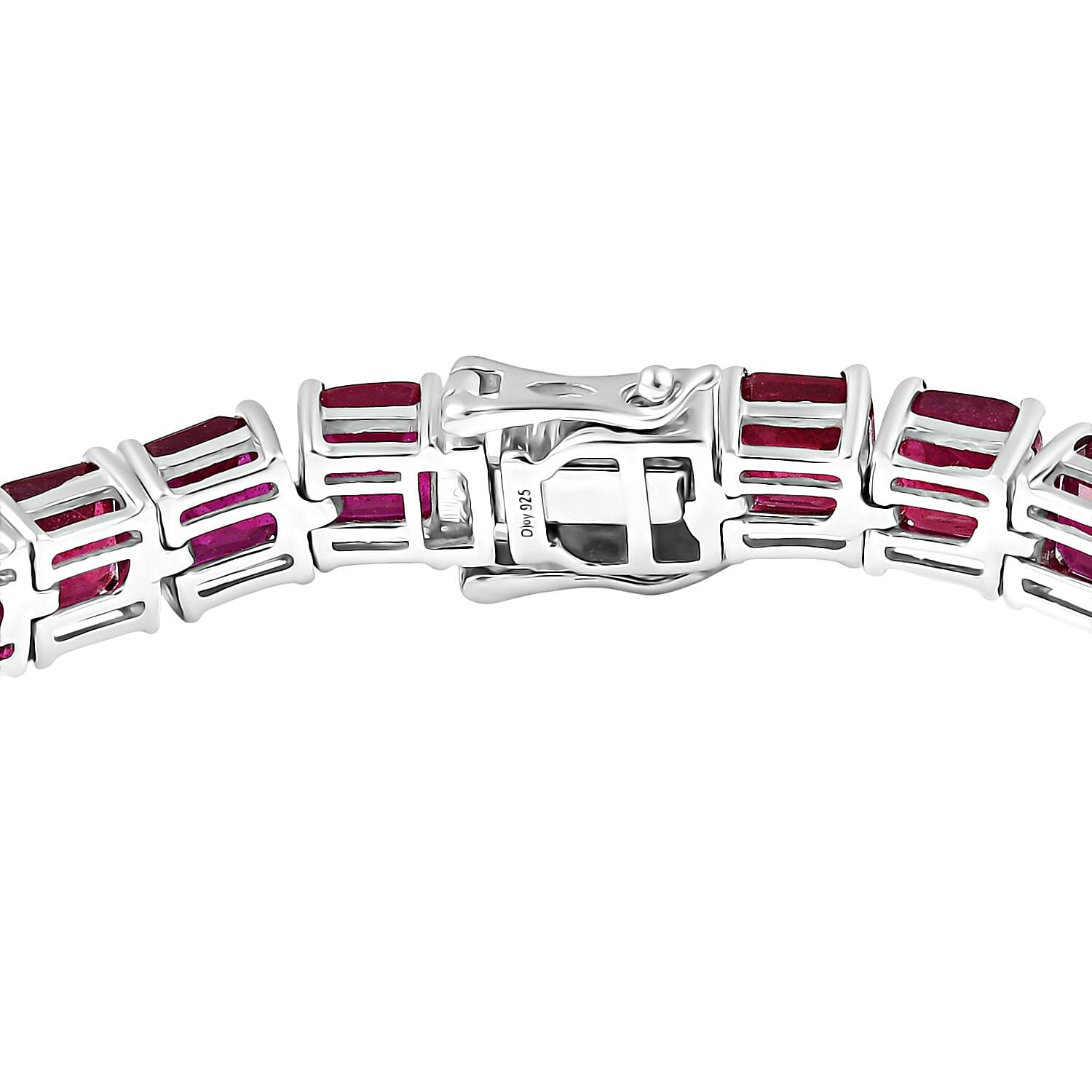 D'Joy Asscher Cut Niassa Ruby FF Regal Lineage 29.15 ctw Bracelet in Rhodium Over Sterling Silver (6.50 In)