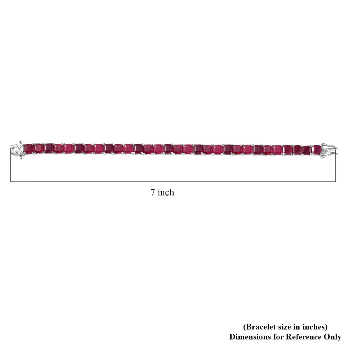 Asscher Cut Niassa Ruby FF Regal Lineage 29.15 ctw Bracelet in Rhodium Over Sterling Silver (6.50 In) image number 4