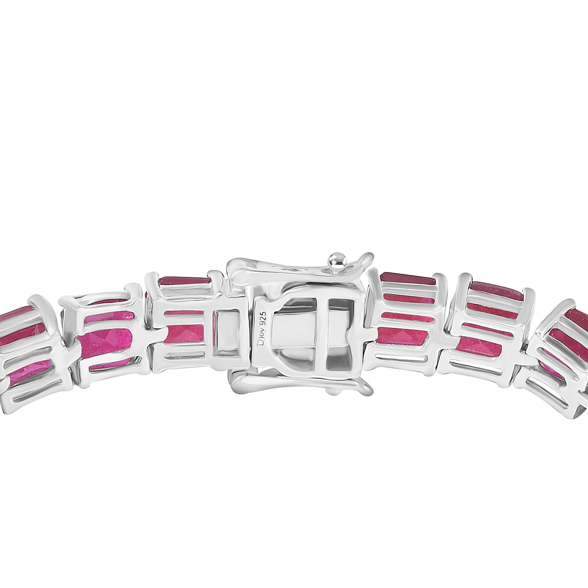 Asscher Cut Niassa Ruby (FF) 33.00 ctw Regal Lineage Bracelet in Rhodium Over Sterling Silver (7.25 In) image number 3