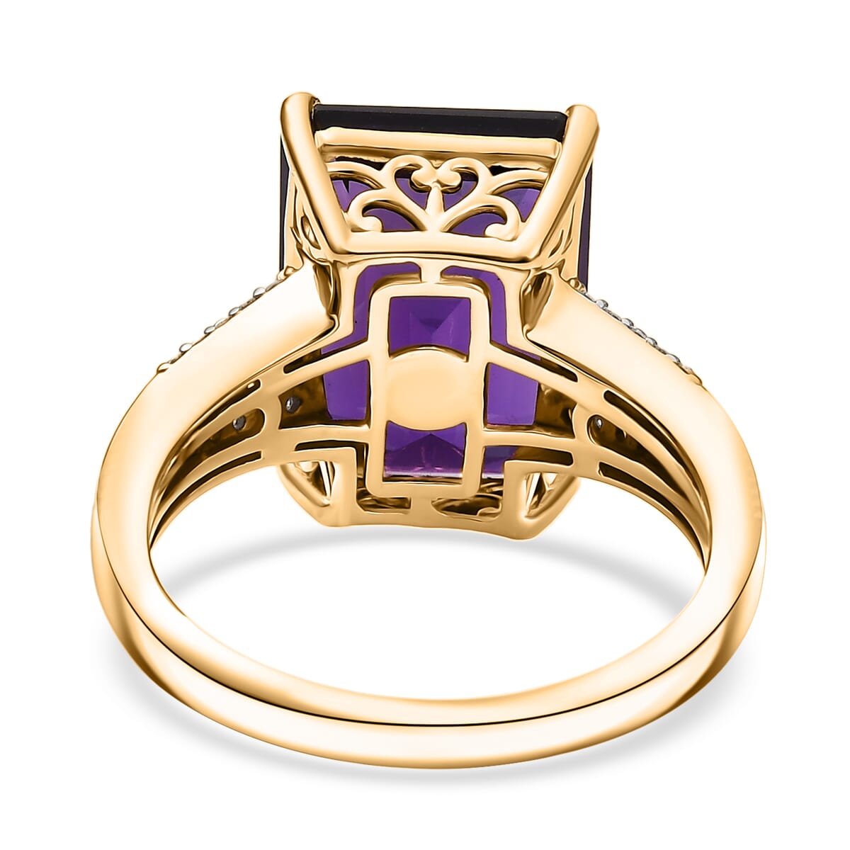 D'Joy AAA Lusaka Amethyst and Moissanite 7.10 ctw Majestic Ring in 18K Vermeil Yellow Gold Over Sterling Silver (Size 10.0) image number 4