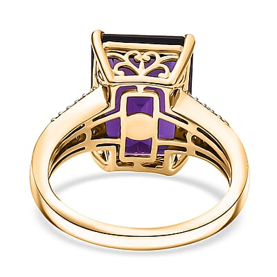 D'Joy AAA Lusaka Amethyst and Moissanite 7.10 ctw Majestic Ring in 18K Vermeil Yellow Gold Over Sterling Silver (Size 10.0)
