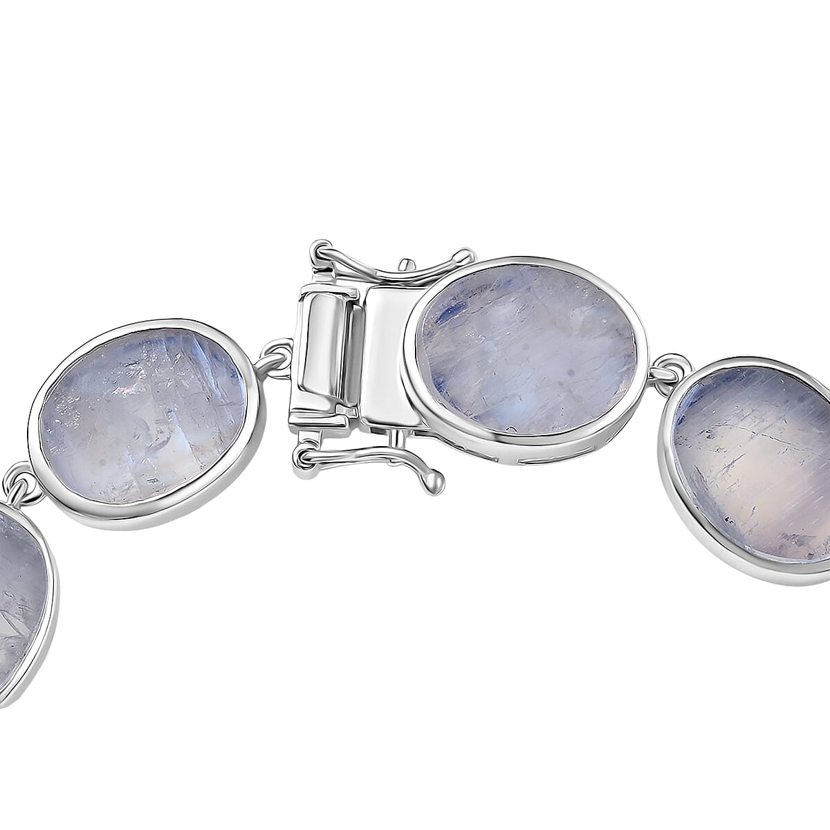 Premium Rainbow Moonstone 55.25 ctw Bracelet in Rhodium Over Sterling Silver (7.50 In) image number 3