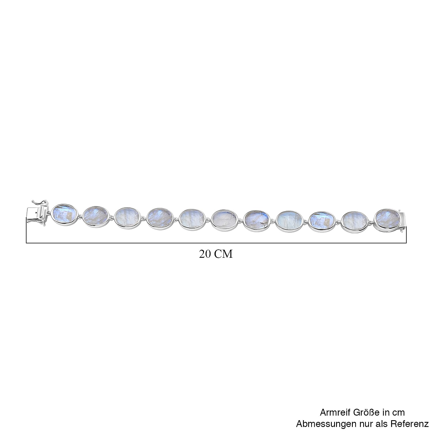 Premium Rainbow Moonstone 55.25 ctw Bracelet in Rhodium Over Sterling Silver (7.50 In)