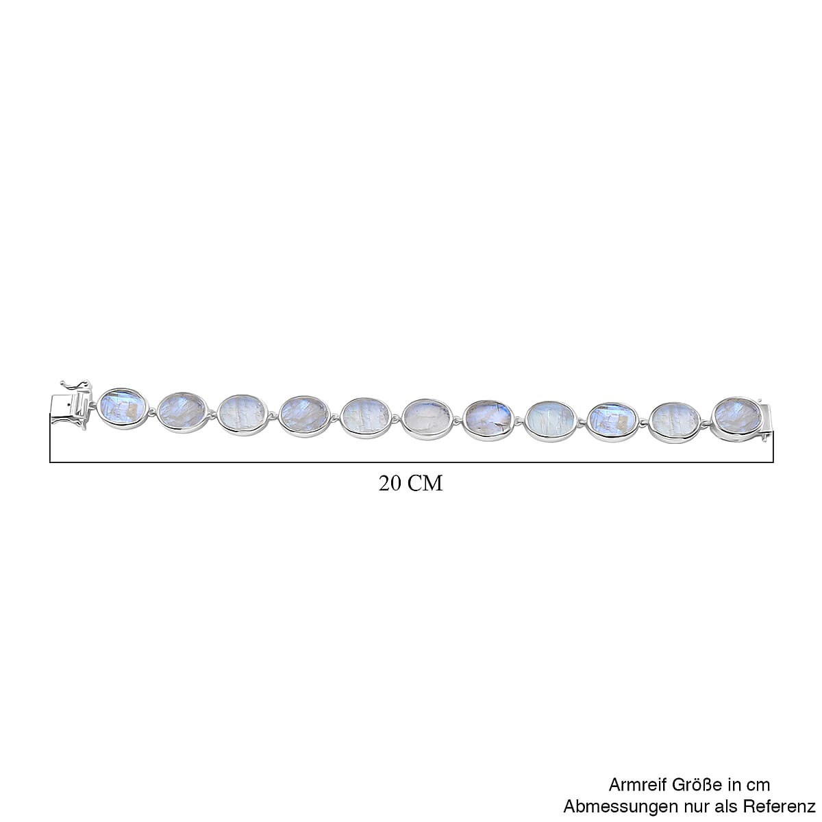 Premium Rainbow Moonstone 55.25 ctw Bracelet in Rhodium Over Sterling Silver (7.50 In) image number 4