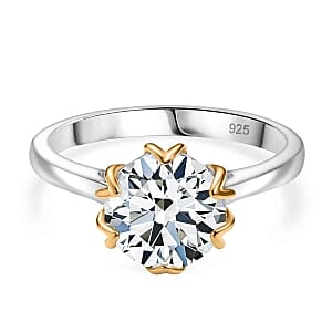 Moissanite 2.14 ctw Ring in Vermeil Yellow Gold Over Sterling Silver (Size 6.5)