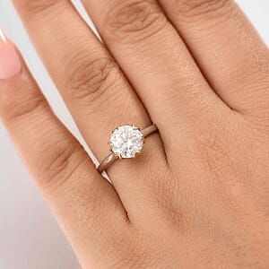 Moissanite 2.14 ctw Ring in Vermeil Yellow Gold Over Sterling Silver (Size 6.5)