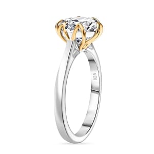 Moissanite 2.14 ctw Ring in Vermeil Yellow Gold Over Sterling Silver (Size 6.5)