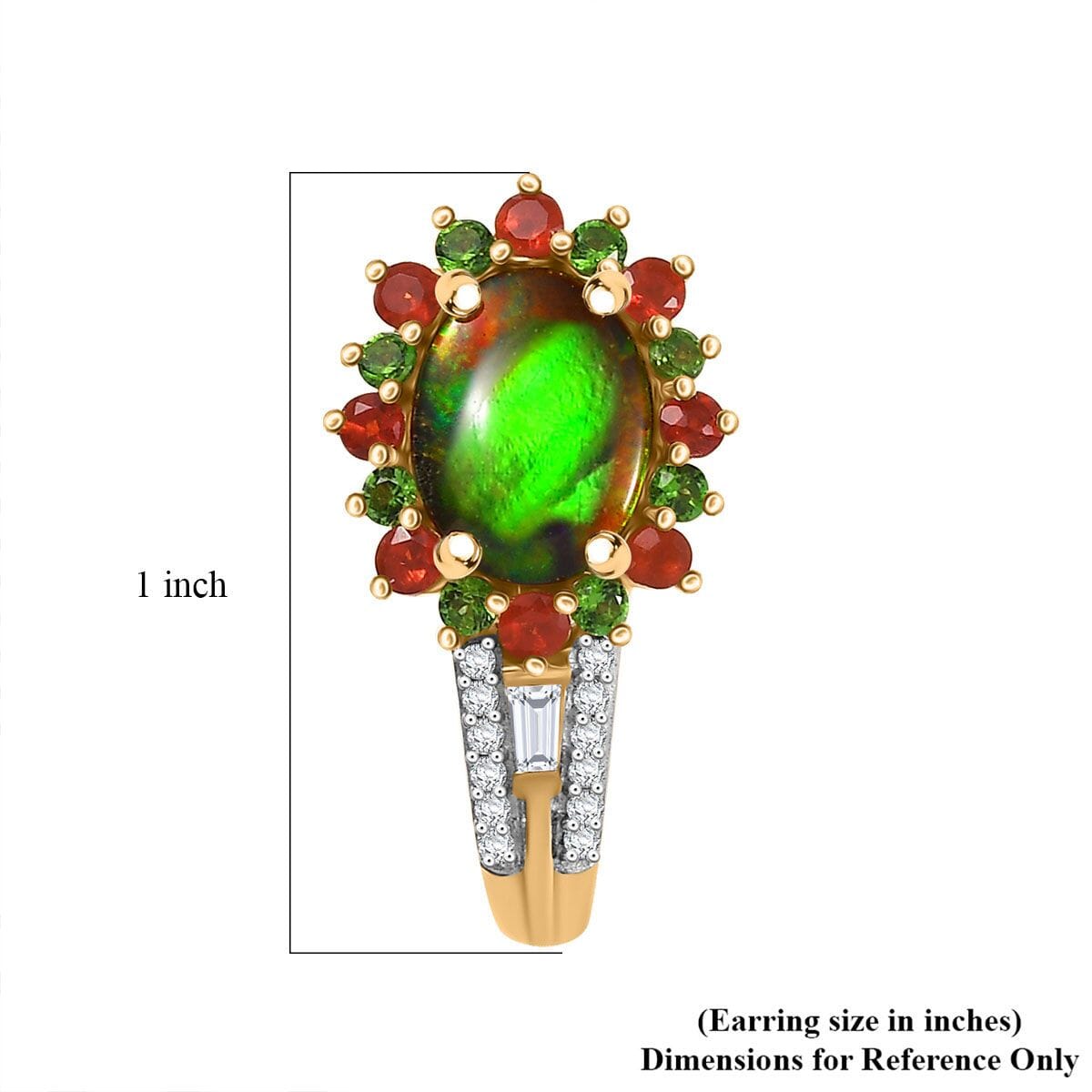 D'Joy Canadian Ammolite, Multi Gemstone 3.15 ctw Floral Earrings in 18K Vermeil Yellow Gold Over Sterling Silver image number 5