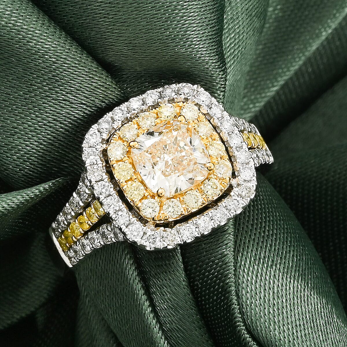 Modani Natural Yellow and White Diamond (SI) 1.70 ctw Ring in 950 Platinum & 18K Yellow Gold (Size 10.0) image number 1