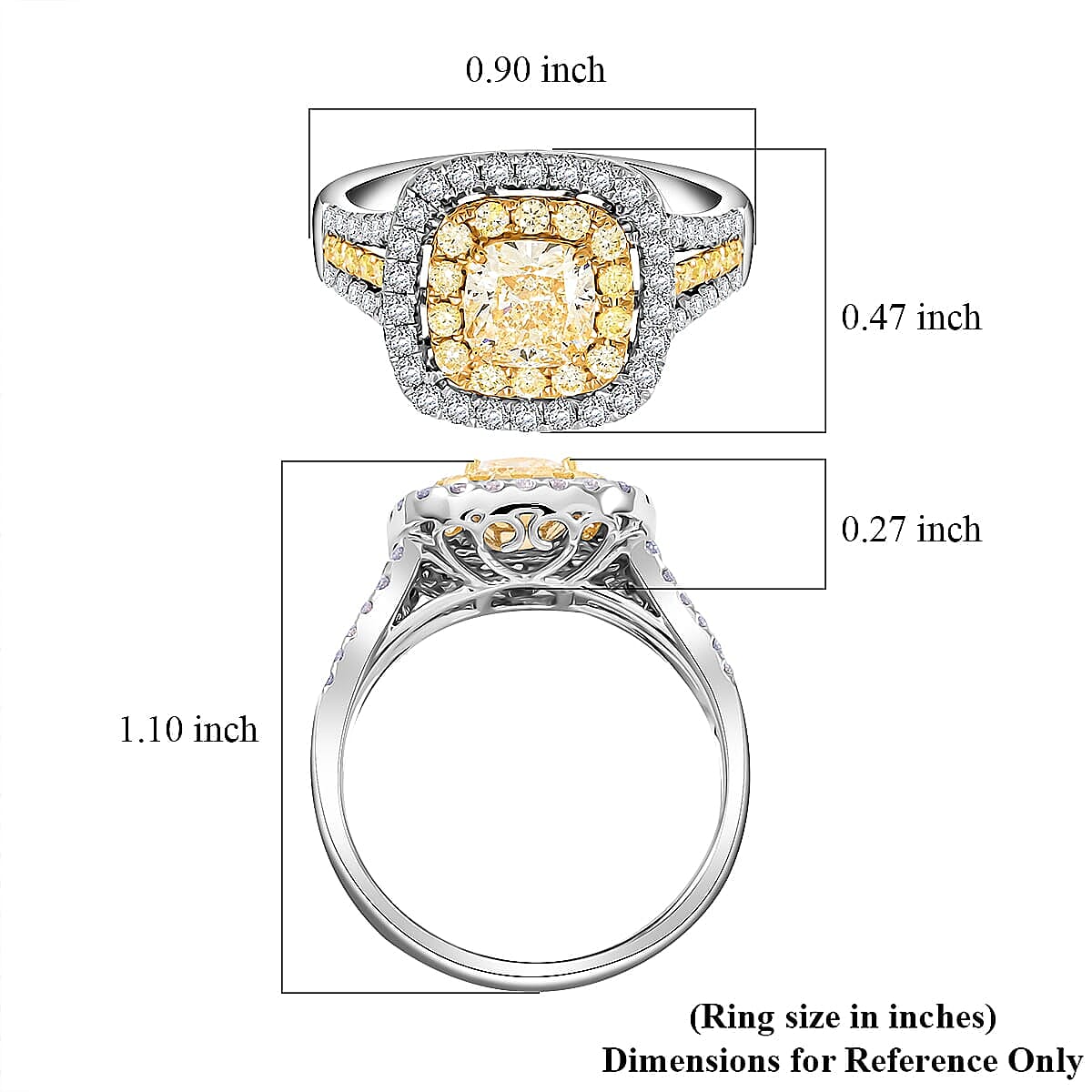 Modani Natural Yellow and White Diamond (SI) 1.70 ctw Ring in 950 Platinum & 18K Yellow Gold (Size 10.0) image number 4