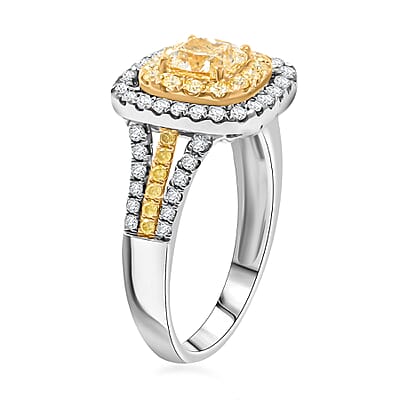 Modani Natural Yellow and White Diamond SI 1.70 ctw Ring in 950 Platinum & 18K Yellow Gold (Size 11.0)
