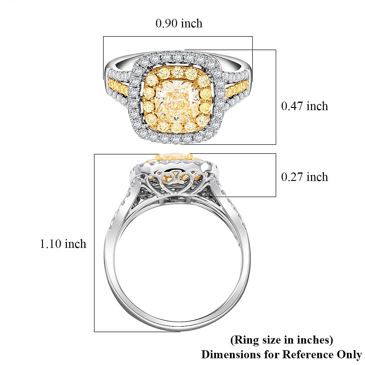 Modani Natural Yellow and White Diamond SI 1.70 ctw Ring in 950 Platinum & 18K Yellow Gold (Size 11.0) image number 5