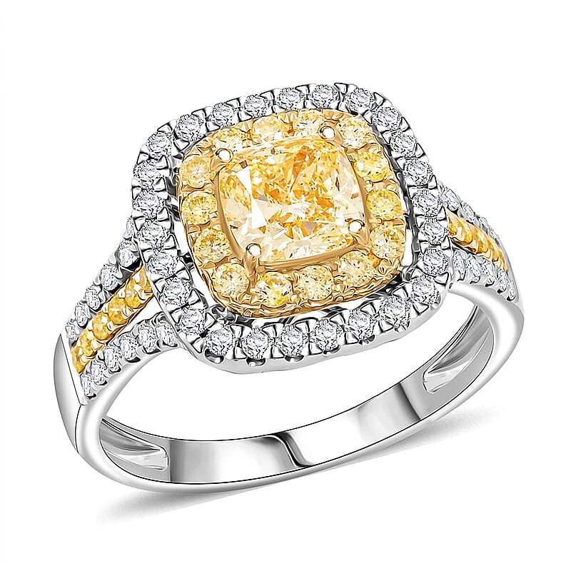 Modani Natural Yellow and White Diamond SI 1.70 ctw Ring in 950 Platinum & 18K Yellow Gold (Size 12.0)