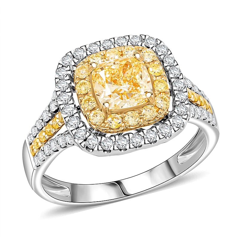 Modani Natural Yellow and White Diamond (SI) 1.70 ctw Ring in 950 Platinum & 18K Yellow Gold (Size 7.0)