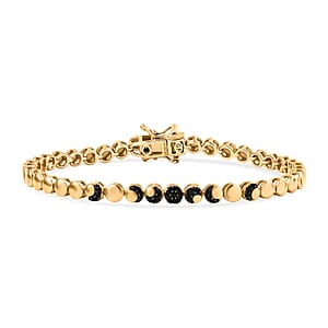 GP Thai Black Spinel 0.30 ctw Bracelet in 18K Vermeil Yellow Gold Over Sterling Silver (7.00 In)