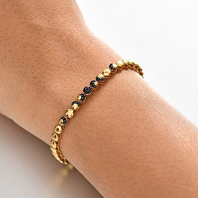 GP Thai Black Spinel 0.30 ctw Bracelet in 18K Vermeil Yellow Gold Over Sterling Silver (7.00 In)