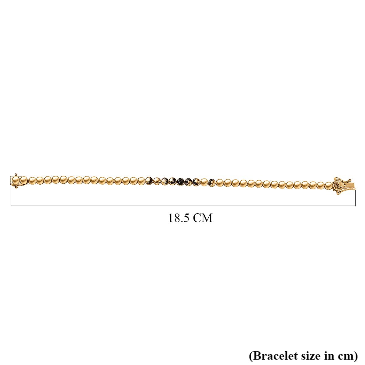 GP Thai Black Spinel 0.30 ctw Bracelet in 18K Vermeil Yellow Gold Over Sterling Silver (7.00 In)