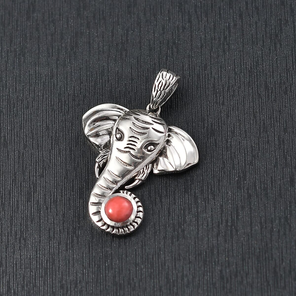 D'Joy Artisan Crafted Oregon Peach Opal 0.40 ctw Elephant Pendant without Chain in Sterling Silver image number 1