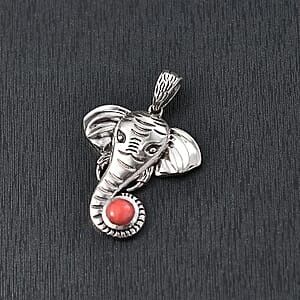 D'Joy Artisan Crafted Oregon Peach Opal 0.40 ctw Elephant Pendant without Chain in Sterling Silver